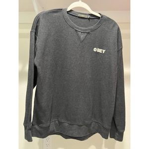 Obey Small Patch Logo Waffle Knit Light Sweater chargoal grey Men’s small